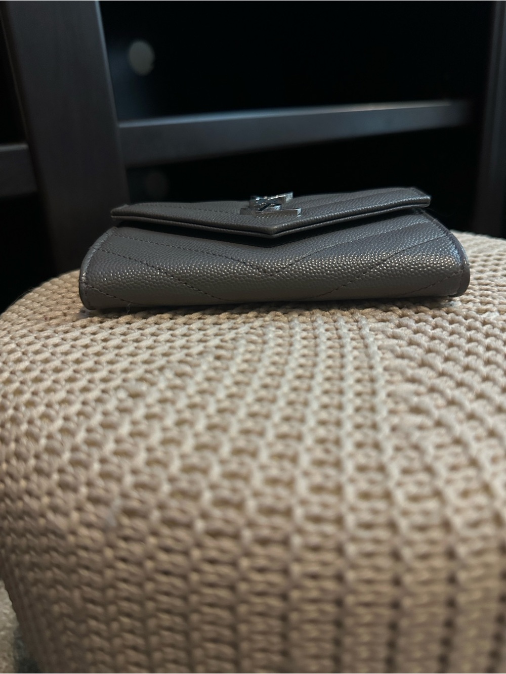 Authentic Saint Laurent Gray Quilted Leather Wallet with Silver YSL Emblem - Picture 8 of 14
